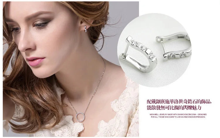 925 Sterling Silver Horseshoe Stud Earrings with Zircon - Equestrian Jewelry for Women @ ghoddosh.com