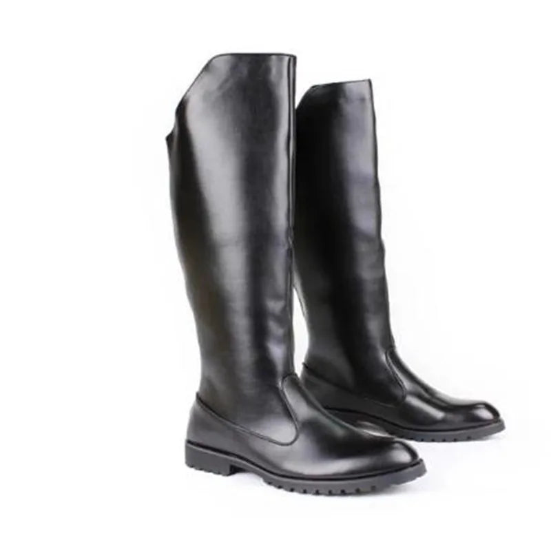 Men's Tall Leather Equestrian Boots – Knee-High Military Parade Riding Footwear @ ghoddosh.com