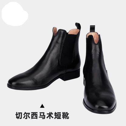 Cowhide Chelsea-Style Riding Boots – Real Leather Ankle Boots for Equestrian & Everyday Wear
