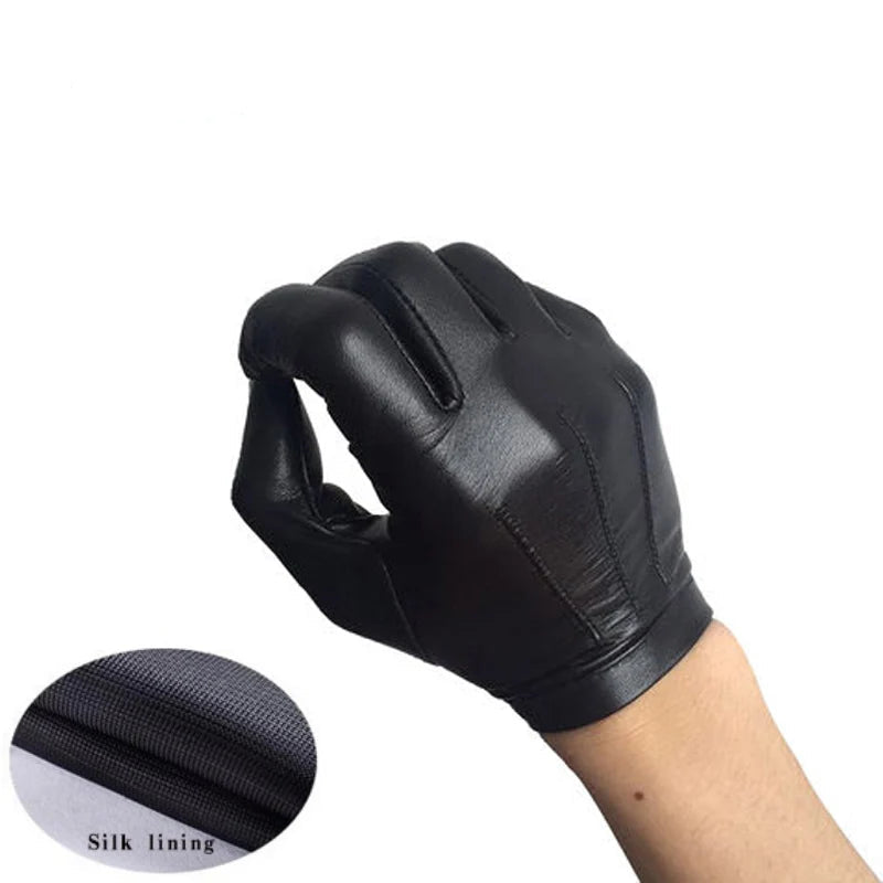 Men's Unlined Luxury Italy Thin Leather Wrist Gloves  / Mobile Friendly . Ghoddosh