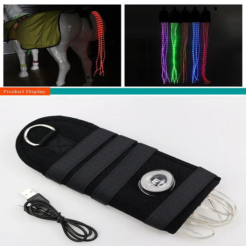 New 100CM Horse Tail USB Lights  / Chargeable LED Crupper Horse Harness