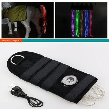 New 100CM Horse Tail USB Lights  / Chargeable LED Crupper Horse Harness