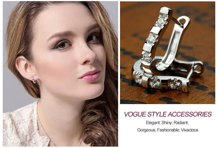 925 Sterling Silver Horseshoe Stud Earrings with Zircon - Equestrian Jewelry for Women @ ghoddosh.com