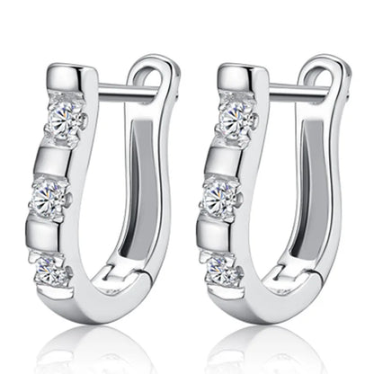 925 Sterling Silver Horseshoe Stud Earrings with Zircon - Equestrian Jewelry for Women @ ghoddosh.com