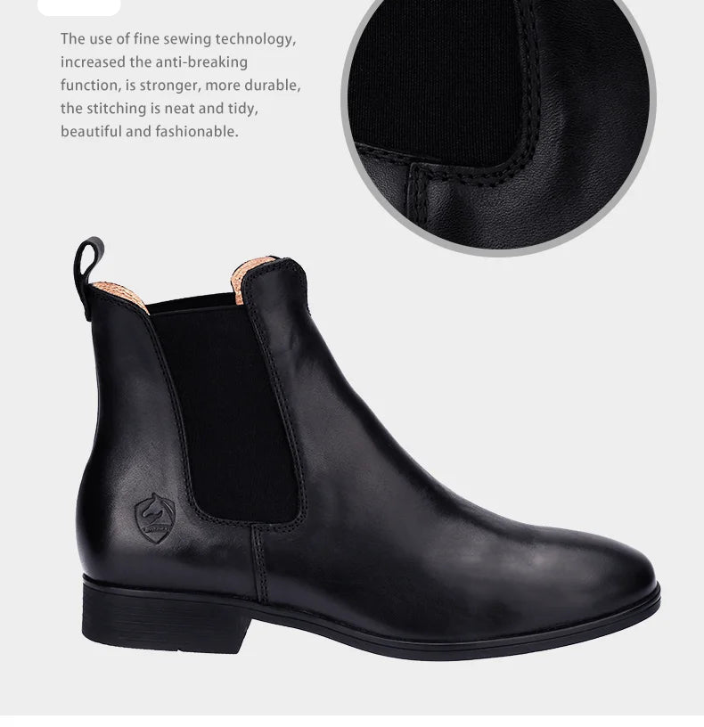 Cowhide Chelsea-Style Riding Boots – Real Leather Ankle Boots for Equestrian & Everyday Wear