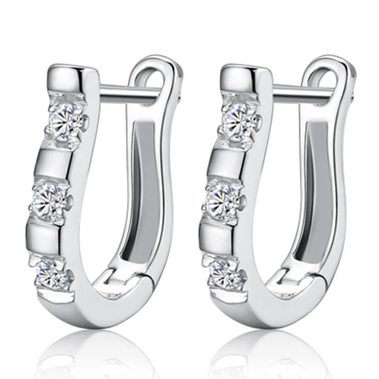 925 Sterling Silver Horseshoe Stud Earrings with Zircon - Equestrian Jewelry for Women @ ghoddosh.com