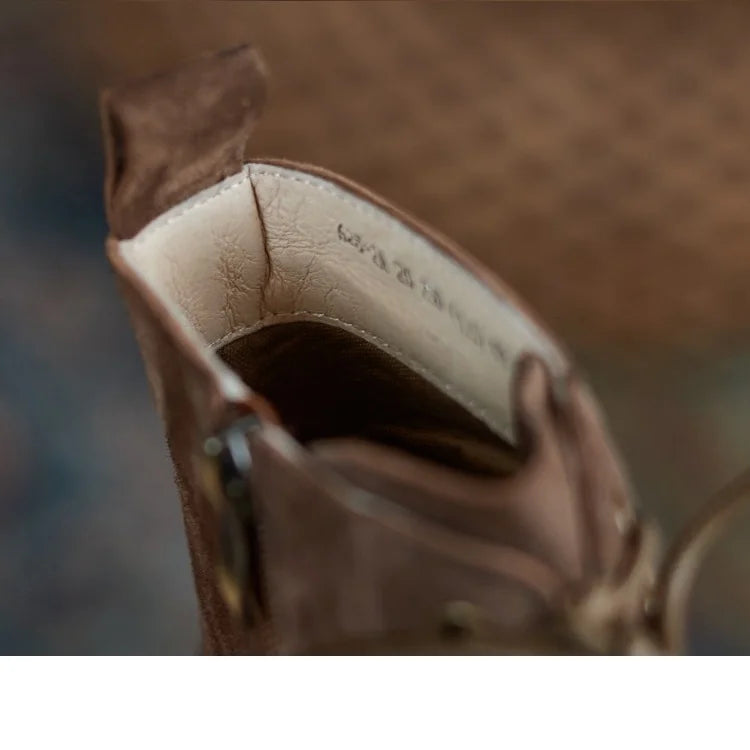 Genuine Leather  Women Retro Lace Ankle Boots for Women - Ghoddosh