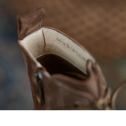 Genuine Leather  Women Retro Lace Ankle Boots for Women - Ghoddosh