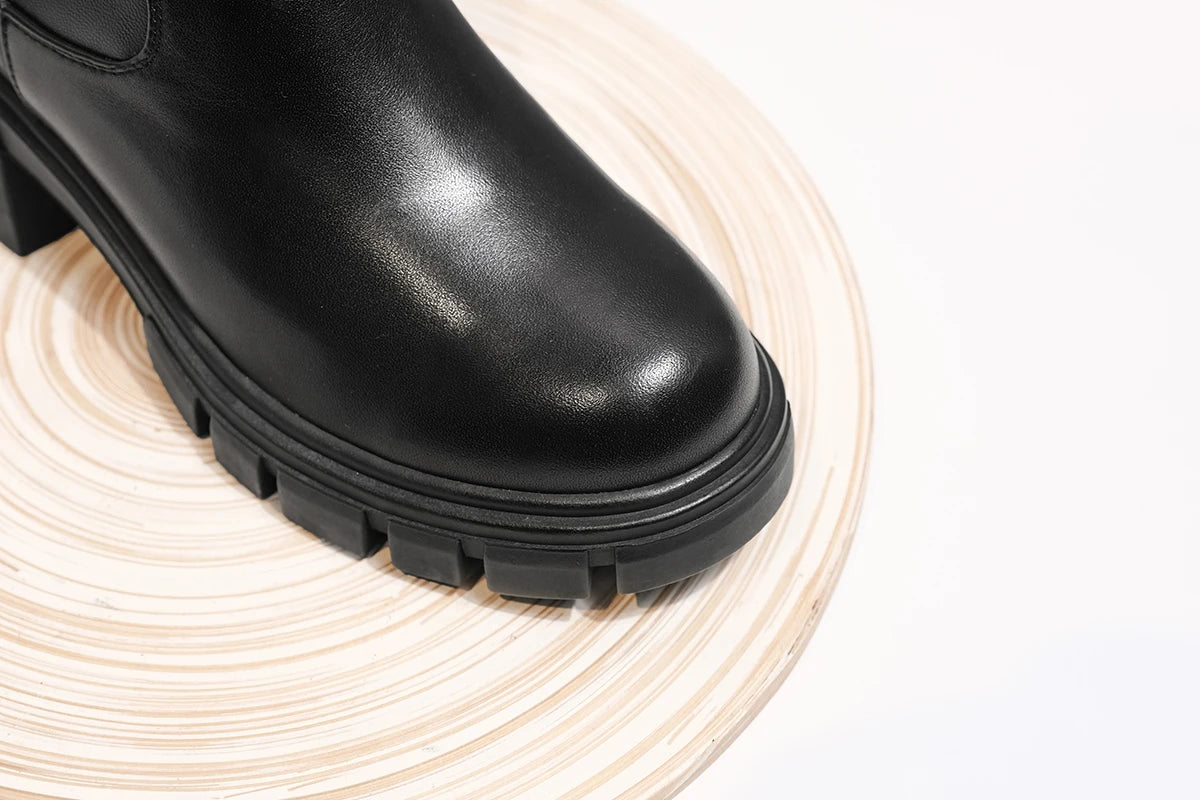 Big Size Cow Leather Stretch Over-the-knee Boots - Ghoddosh