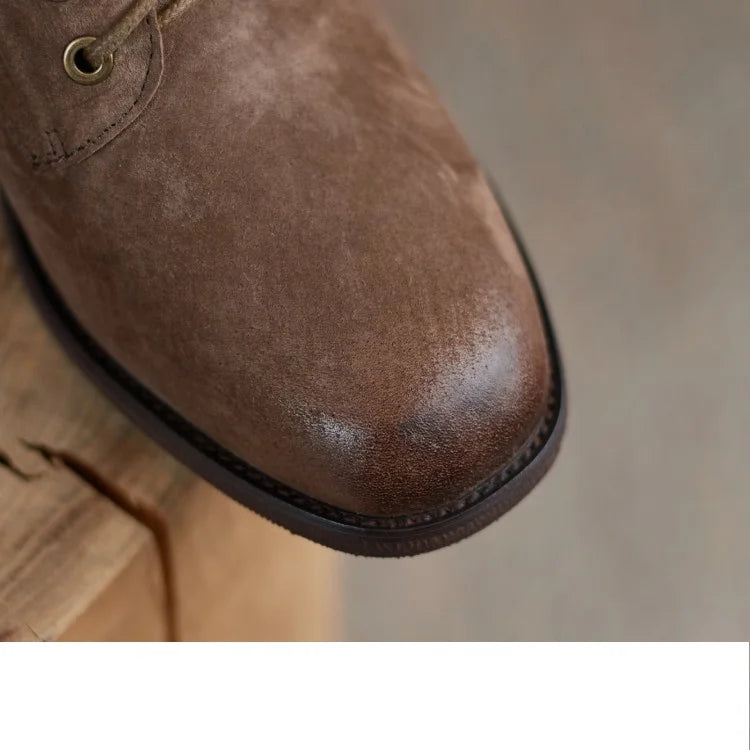 Genuine Leather  Women Retro Lace Ankle Boots for Women - Ghoddosh