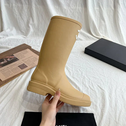 Waterproof, Non Slip, Below The Knee, Fashionable and Versatile High Top Knight Boots for Women @ghoddosh.com