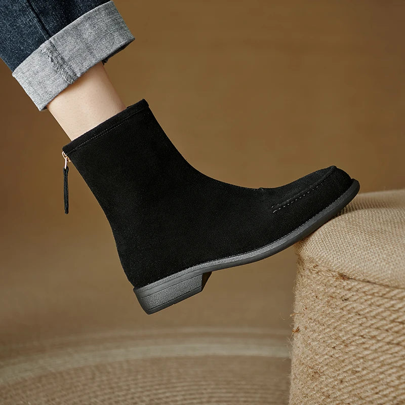 2026  Suede Women  Flat Heels Ankle Boots - ghoddosh.com