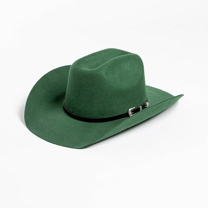 Unisex 100% Wool Cowboy Fedora Hat – Wide Brim Rolled Edge with Belt Buckle @ ghoddosh.com