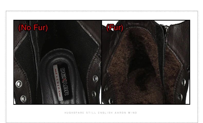 Luxury Men's Winter Boots - Warm Fur Lined Leather Ankle Boots , Waterproof Casual Snow Shoes @ ghoddosh.com