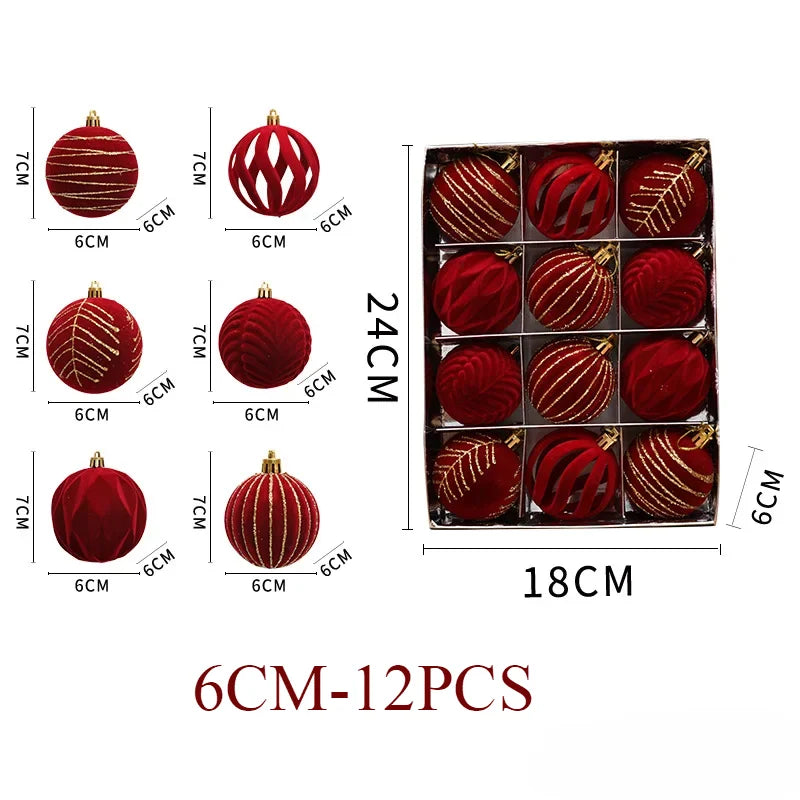 6/12pcs 6cm Wine Red Christmas Ball Ornaments / Available in Dark Green / White Christmas Tree Party Decoration @ghoddosh.com