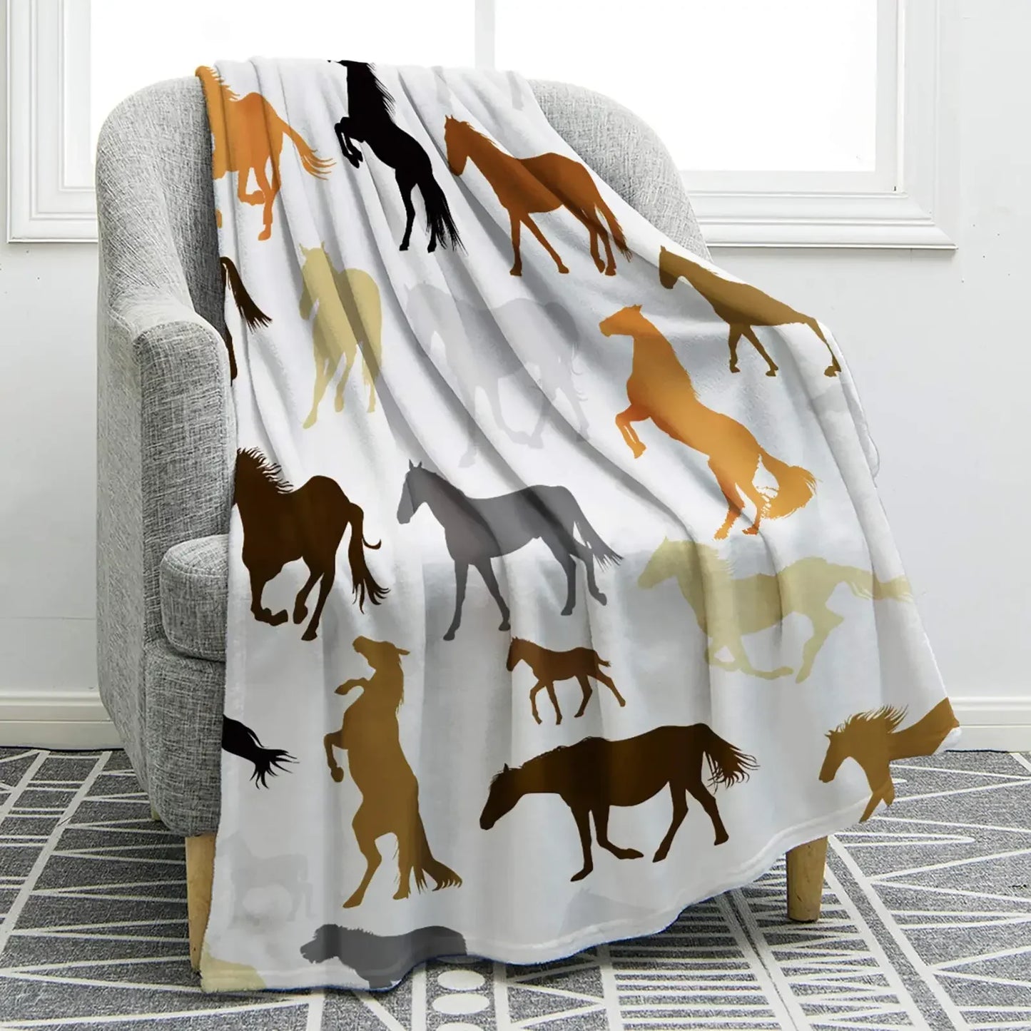Horse lovers Blanket / Cowgirl  Western Soft Warm Print  Blanket