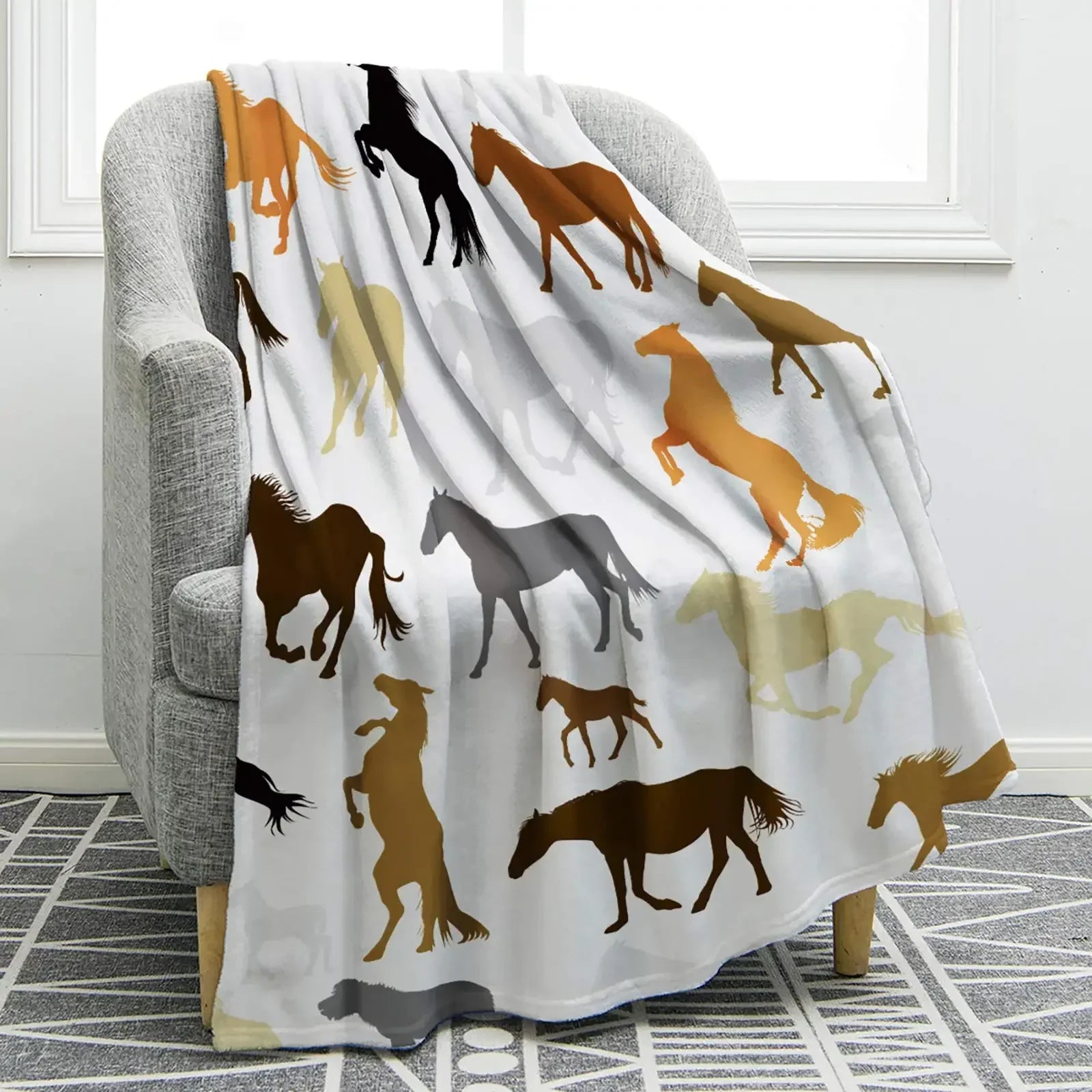 Horse lovers Blanket / Cowgirl  Western Soft Warm Print  Blanket