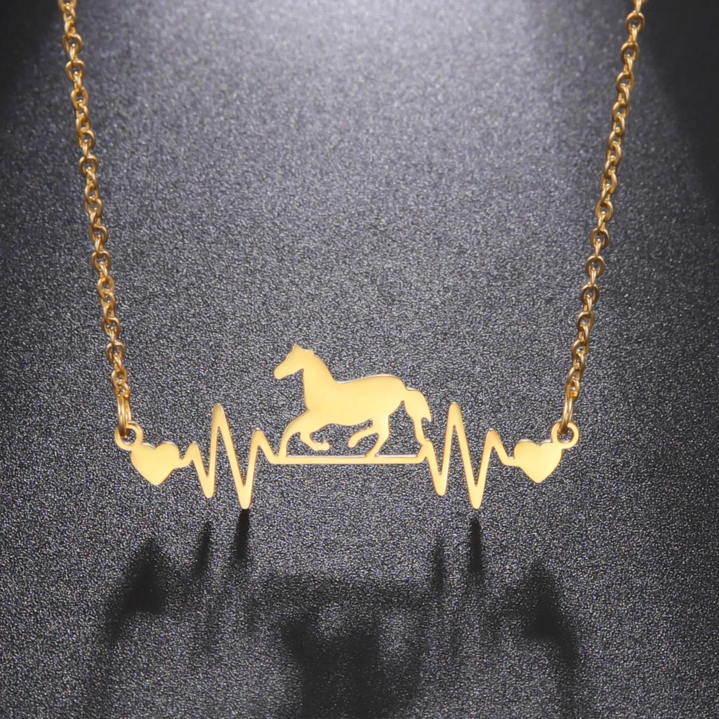 Geometric Stainless Steel  Horse Lifeline Pendant @ ghoddosh.com
