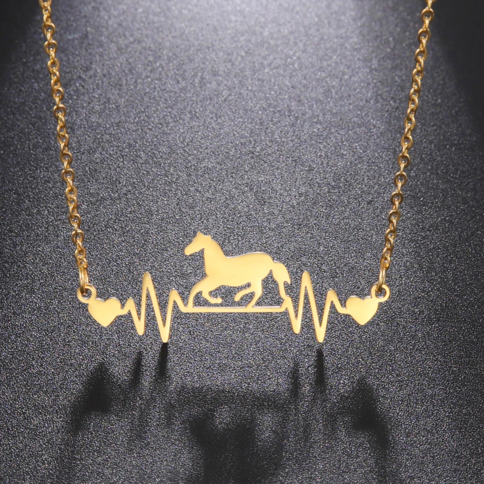 Geometric Stainless Steel  Horse Lifeline Pendant @ ghoddosh.com