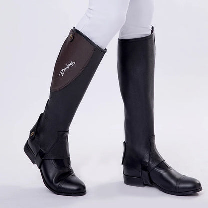 High Quality Half Chaps Full Soft Cow Leather Splicing Horse Riding leg  Protector For Unisex