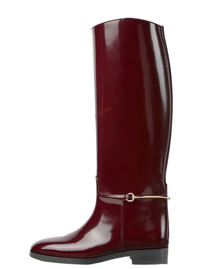 Knee-High “Knight” Winter Riding Boots – Round Toe, Flat Heel Equestrian Style (Multiple Colors)