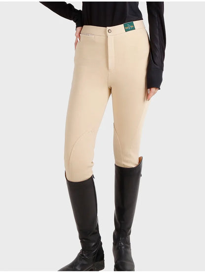 Winter Knitted Half-Leather Equestrian Breeches with Single Zipper @ ghoddosh.com