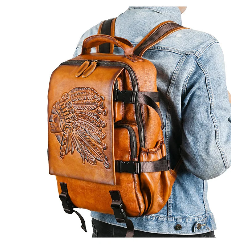 2025 New Handmade Backpack Genuine Leather Cowhide Backpack . Ghoddosh 