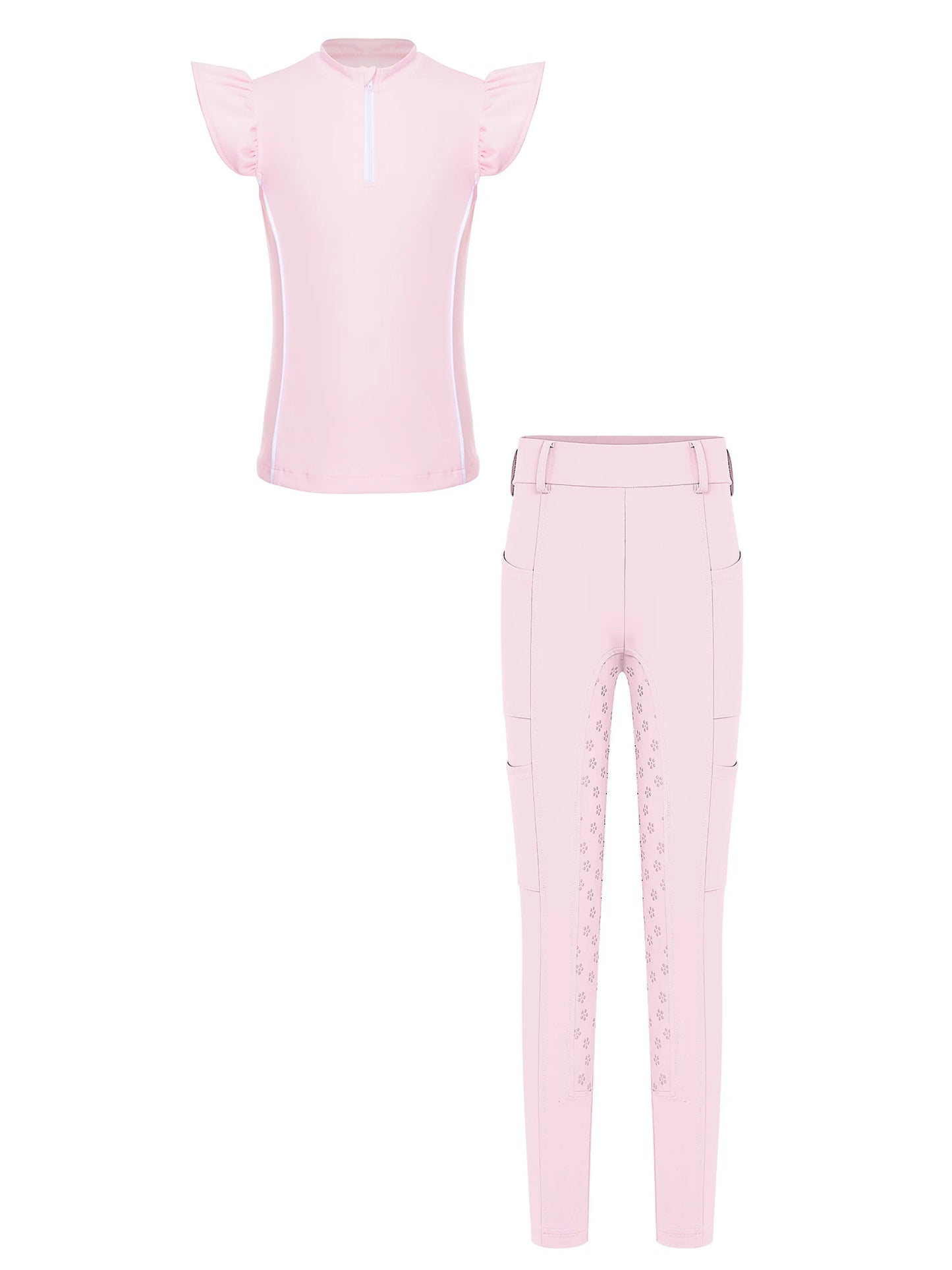  Girls' Equestrian Outfit Set Performance Riding Top & Anti-Slip Full-Seat Breeches @ ghoddosh.com