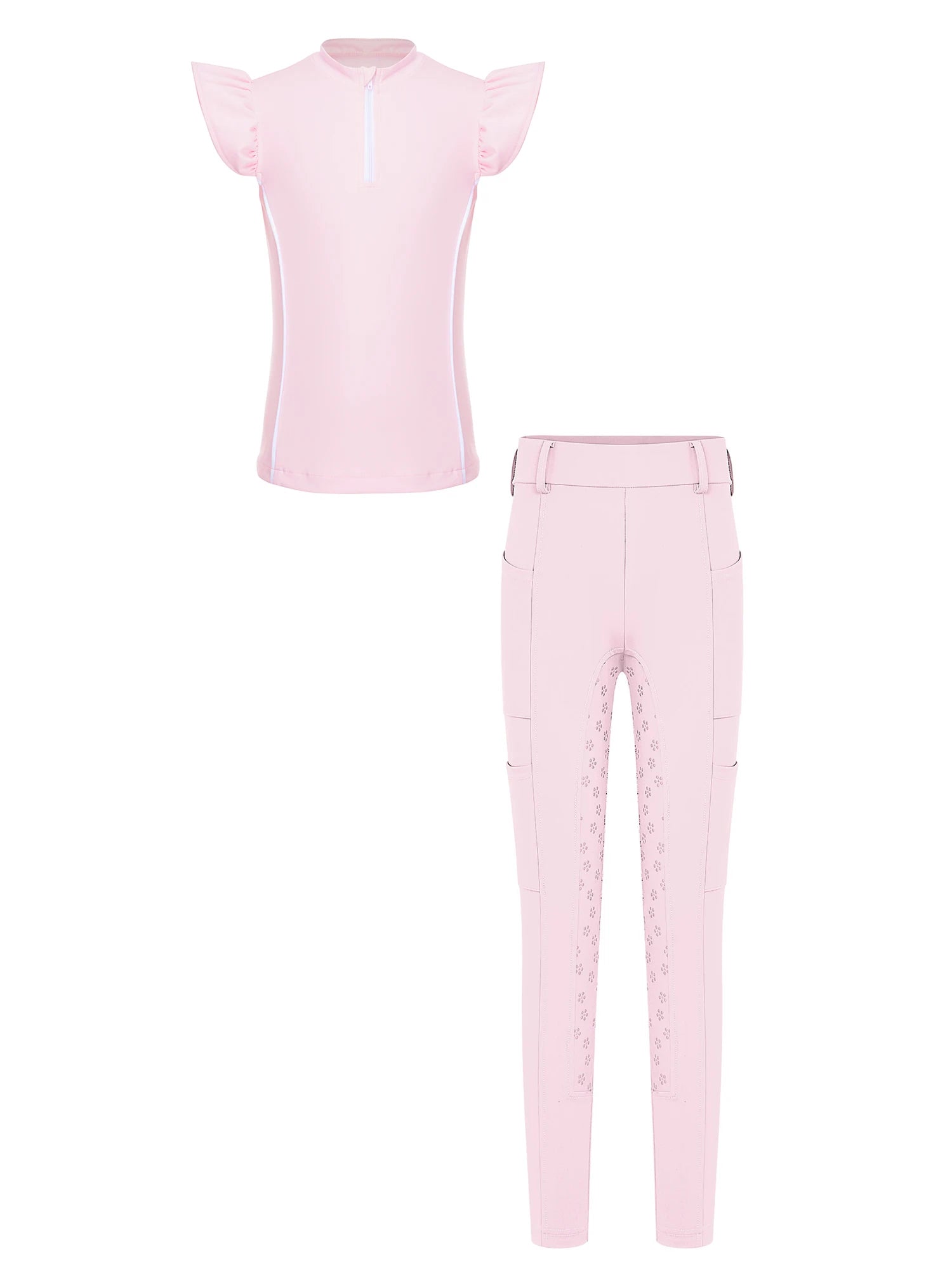  Girls' Equestrian Outfit Set Performance Riding Top & Anti-Slip Full-Seat Breeches @ ghoddosh.com