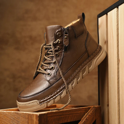 Men's Premium Leather Ankle Boots. Comfortable , Non Slip Footwear - Ghoddosh