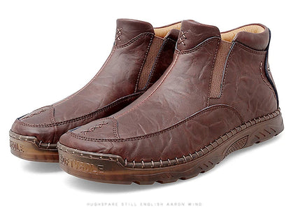 British Style  Comfortable Leather Ankle Boots For Him @ghoddosh.com