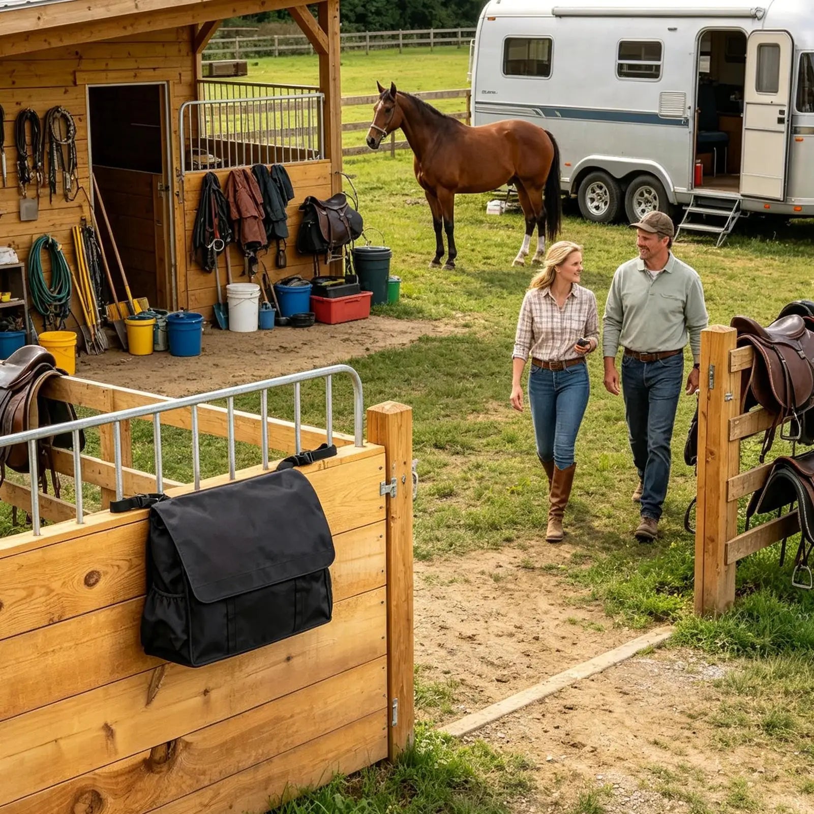Waterproof Stall Front Bag  Over-the-Door Horse Tack Storage Organizer  @ ghoddosh.com