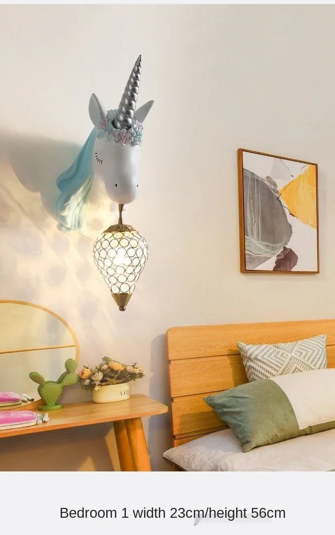 Modern Unicorn Wall Mounted Light – Creative Children's Bedroom Décor & Bedside Reading Sconce @ ghoddosh.com