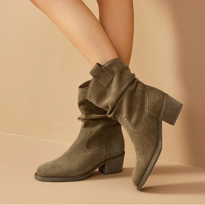 Classy Elegant  Women Suede Ankle Boots - Pointed Toe  Ladies  Handmade Half Boots - ghoddosh.com