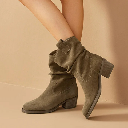 Classy Elegant  Women Suede Ankle Boots - Pointed Toe  Ladies  Handmade Half Boots - ghoddosh.com
