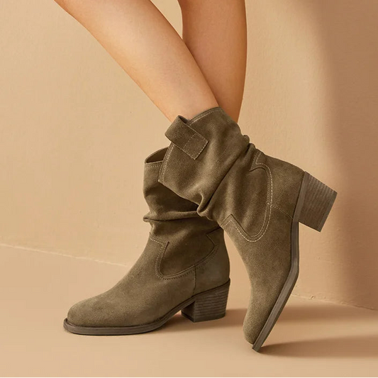 Classy Elegant  Women Suede Ankle Boots - Pointed Toe  Ladies  Handmade Half Boots - ghoddosh.com