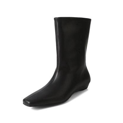 Suede Square Toe Low‑Heel  |  Casual & Modern Ankle Boots - Ghoddosh