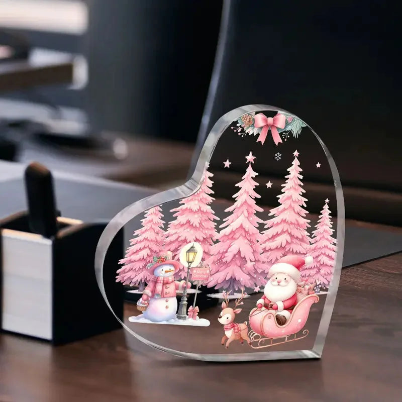 Cute Crystal Clear Heart Shaped Christmas Decorations - Table Desk  Xmas  Gifts @ghoddosh.com