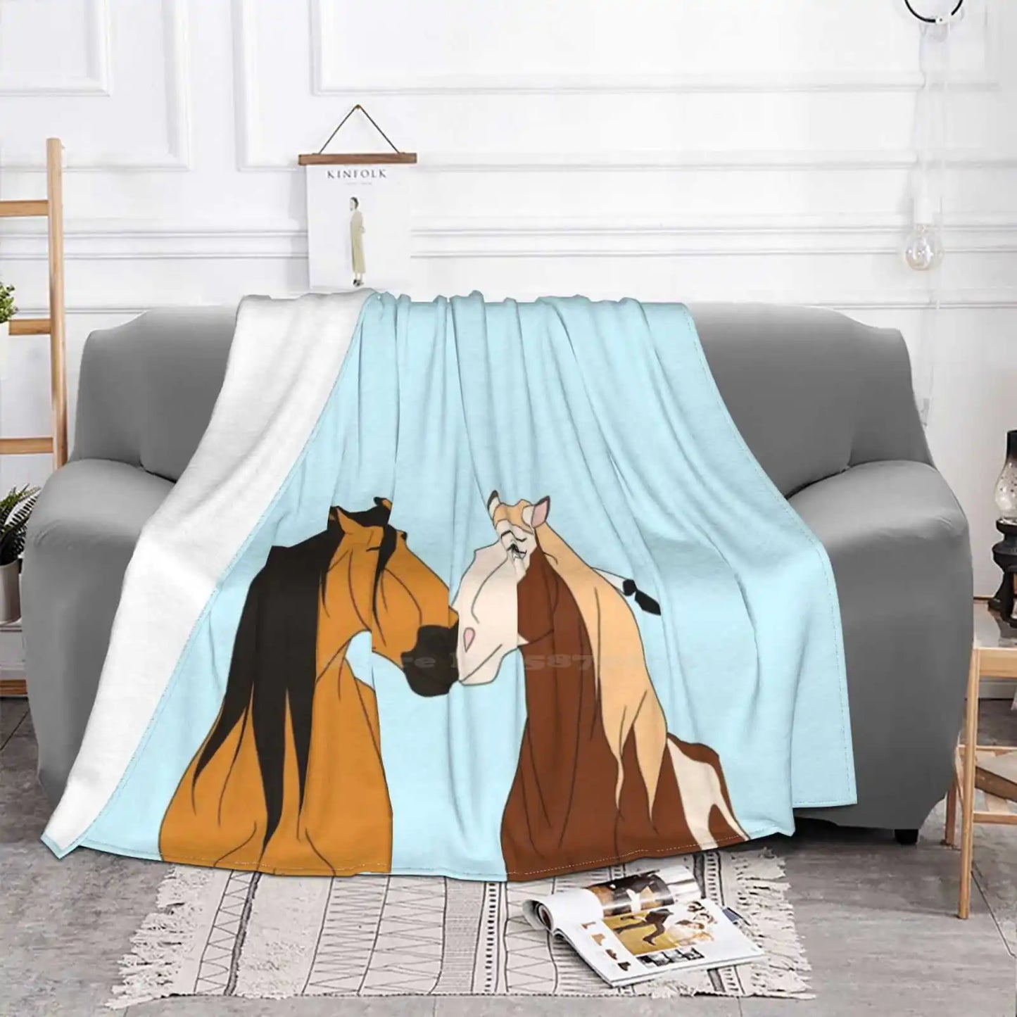 Premium Double-Layer Kids High quality  horse printed  Blanket