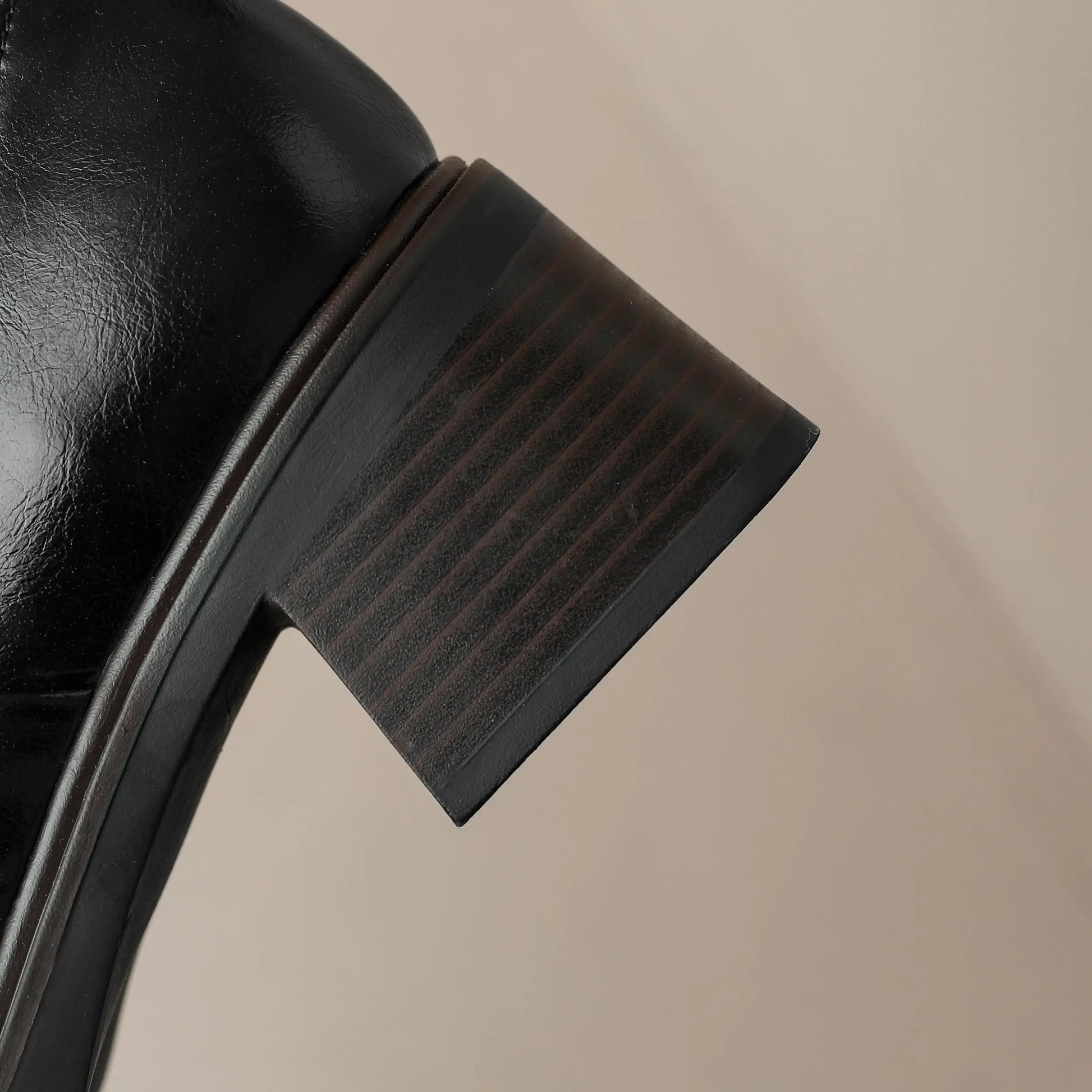 Retro Cow Split Leather Chelsea Boots — Square Toe, Platform Block Heel - Ghoddosh