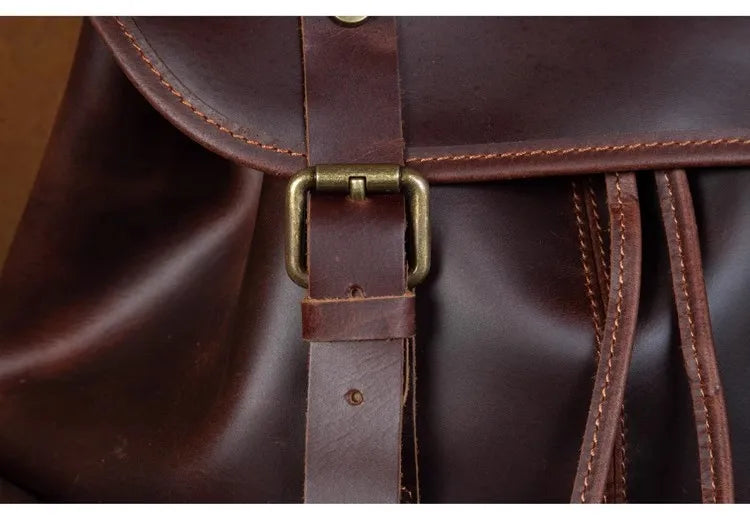 Vintage Horse Genuine Leather Backpack for Men, Large Capacity Travel Daypack, Fits 15-inch Laptop @ ghoddosh.com