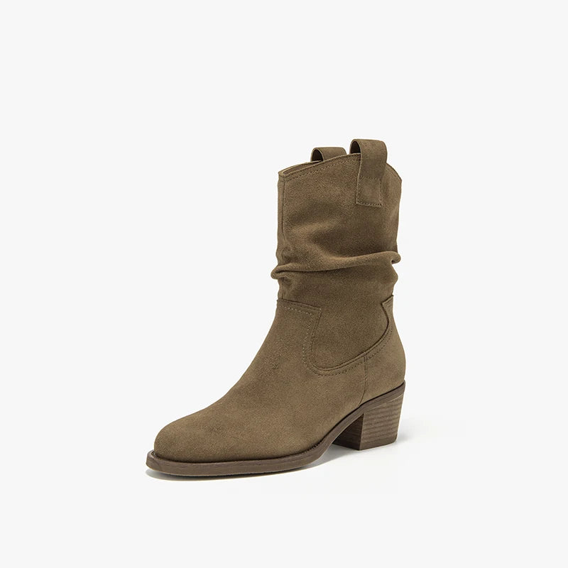 Classy Elegant  Women Suede Ankle Boots - Pointed Toe  Ladies  Handmade Half Boots - ghoddosh.com