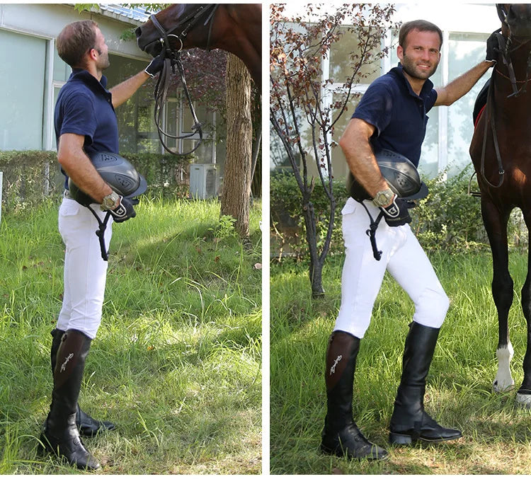 High Quality Half Chaps Full Soft Cow Leather Splicing Horse Riding leg  Protector For Unisex