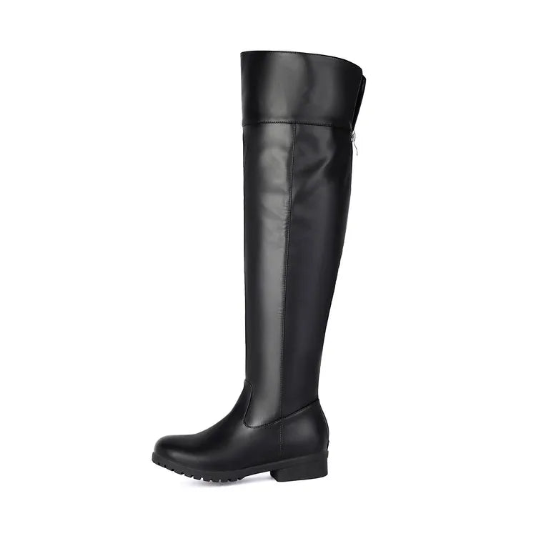 Ladies Thigh high Round Toe Boots , Thick Heels Knee High Bota @ ghoddosh.com