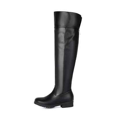 Ladies Thigh high Round Toe Boots , Thick Heels Knee High Bota @ ghoddosh.com