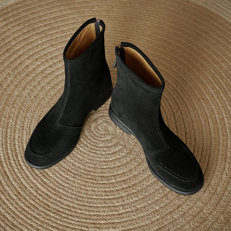 2026  Suede Women  Flat Heels Ankle Boots - ghoddosh.com