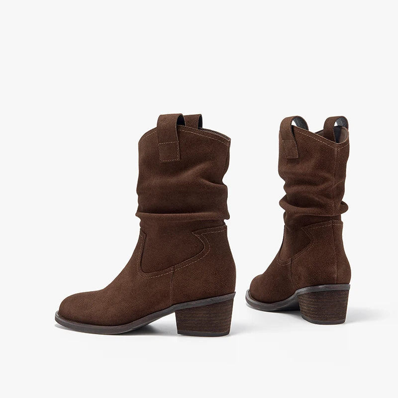 Classy Elegant  Women Suede Ankle Boots - Pointed Toe  Ladies  Handmade Half Boots - ghoddosh.com