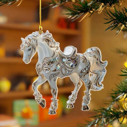 2D Acrylic Horse Christmas Pendant / Magical Horse  Tree Ornament @ghoddosh.com