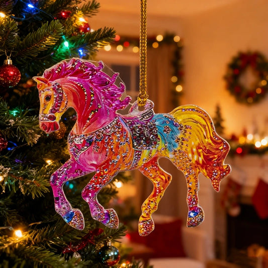 2D Acrylic Horse  Hanging Christmas Tree Ornaments - Ghoddosh.com