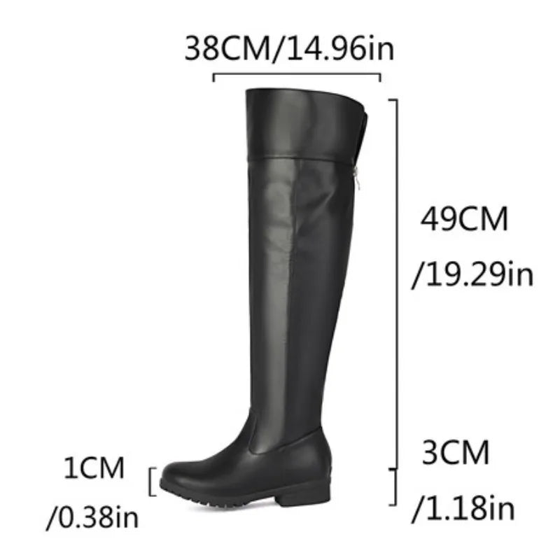 Ladies Thigh high Round Toe Boots , Thick Heels Knee High Bota @ ghoddosh.com